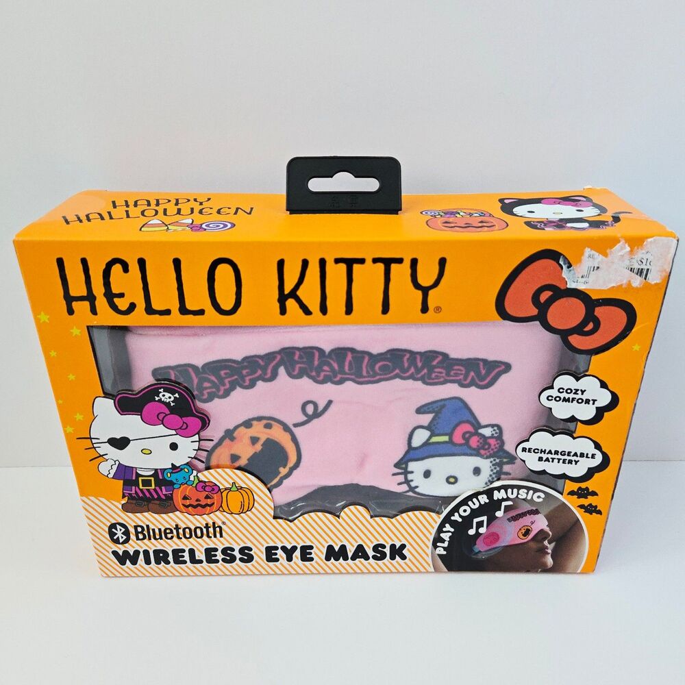 Hello Kitty Halloween Bluetooth Wireless Eye Mask Sleep Mask Pink Witch Design
